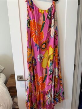 FARM Rio | Dresses | Farm Rio Womens Leopard Flowers Cutout Midi Dress  Large Sand Nwt 295 | Poshmark